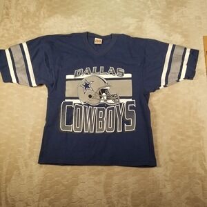 Vintage Team Rated Dallas Cowboys Shirt Mens Medium Blue NFL Graphic 90s USA